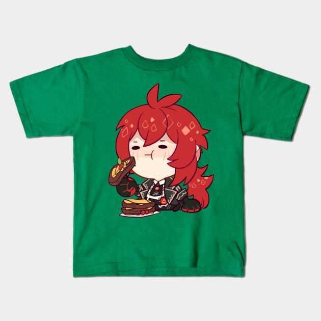 Genshin Impact Diluc Kids T-Shirt by oletarts